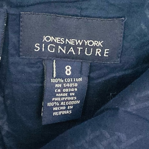 Jones New York Navy Blue & White Celtic Knot Pleated Cotton Skirt Size 8 EUC - Picture 3 of 10